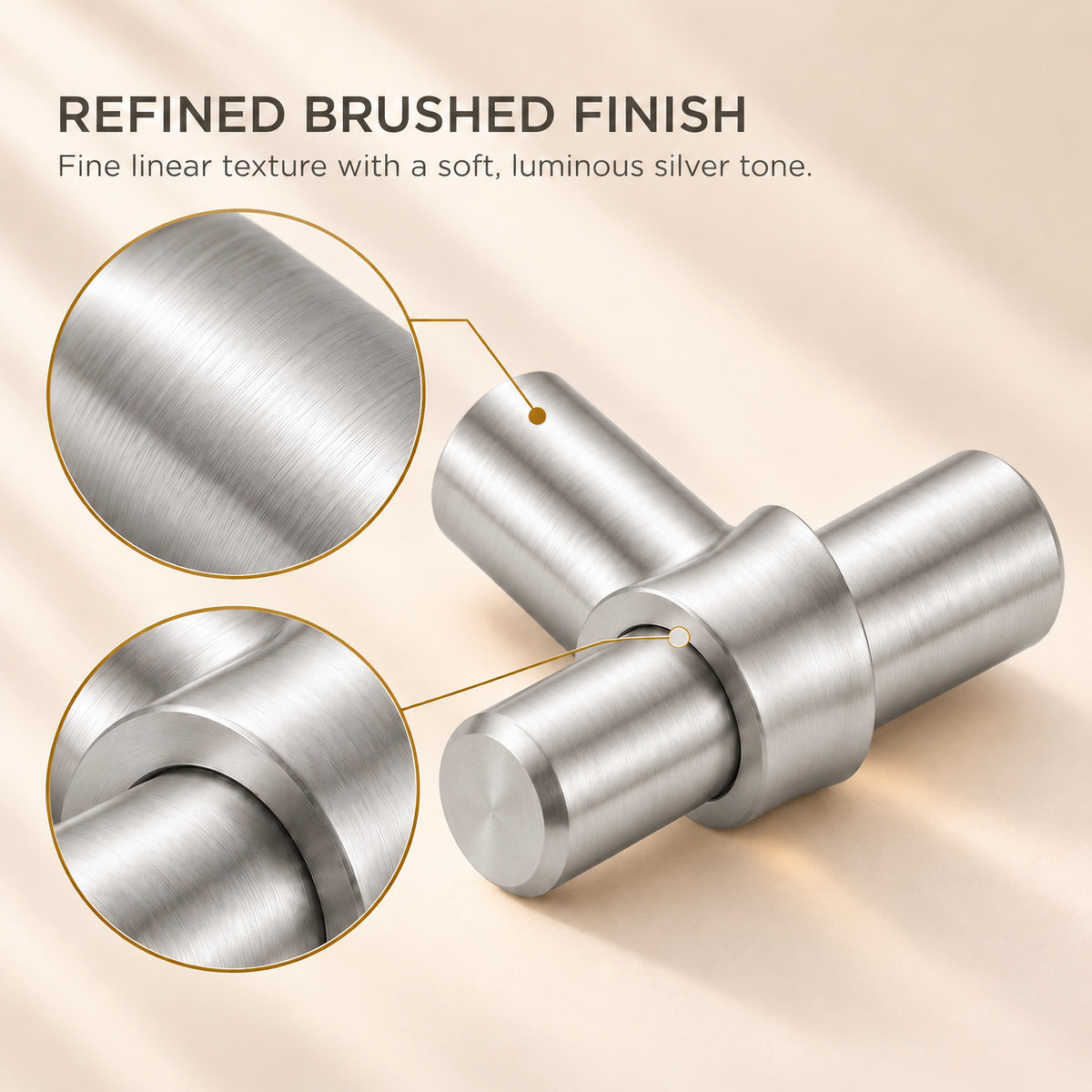 FESTIVO LF4072-BN 1.73" Zinc Alloy Brushed Nickel Cabinet Handles Pulls, Round T-Shape Bar Single Hole 10 Packs