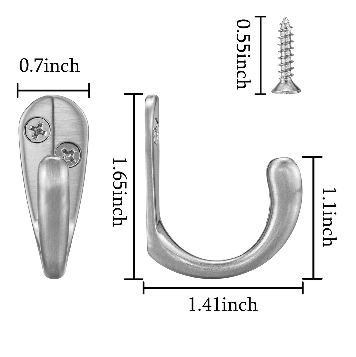 LF6004BN-Brushed Nickel 5 Pack Premium Aluminum Alloy Coat Dual Hooks