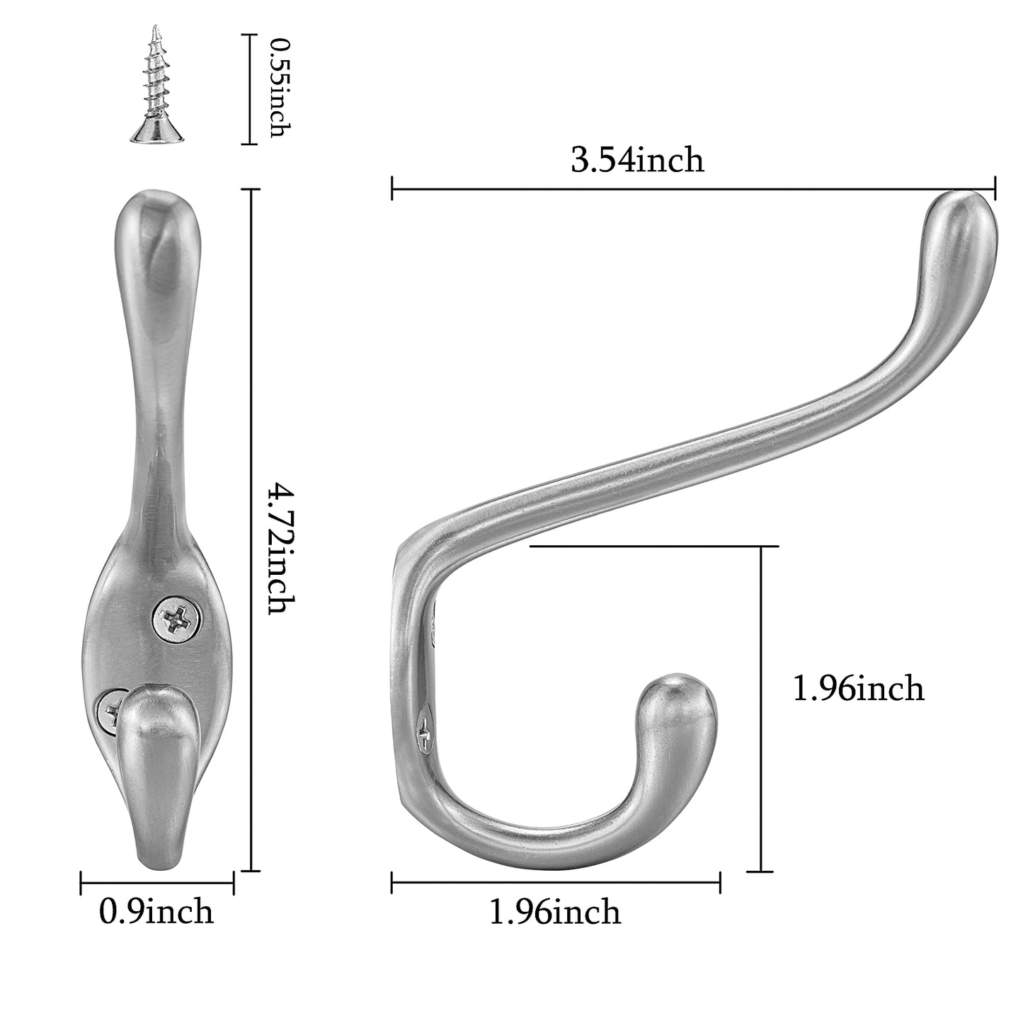 FESTIVITY LF6003BN-Brushed Nickel 5 Pack Premium Aluminum Alloy Coat Dual Hooks