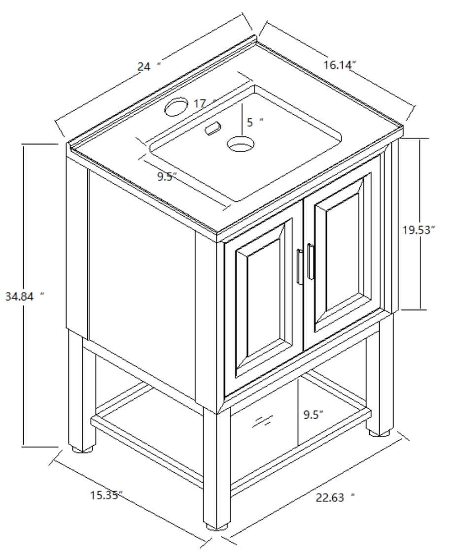 Festivo 24" FBV24220 Freestanding Bathroom Vanity with Ceramic Top-Blue