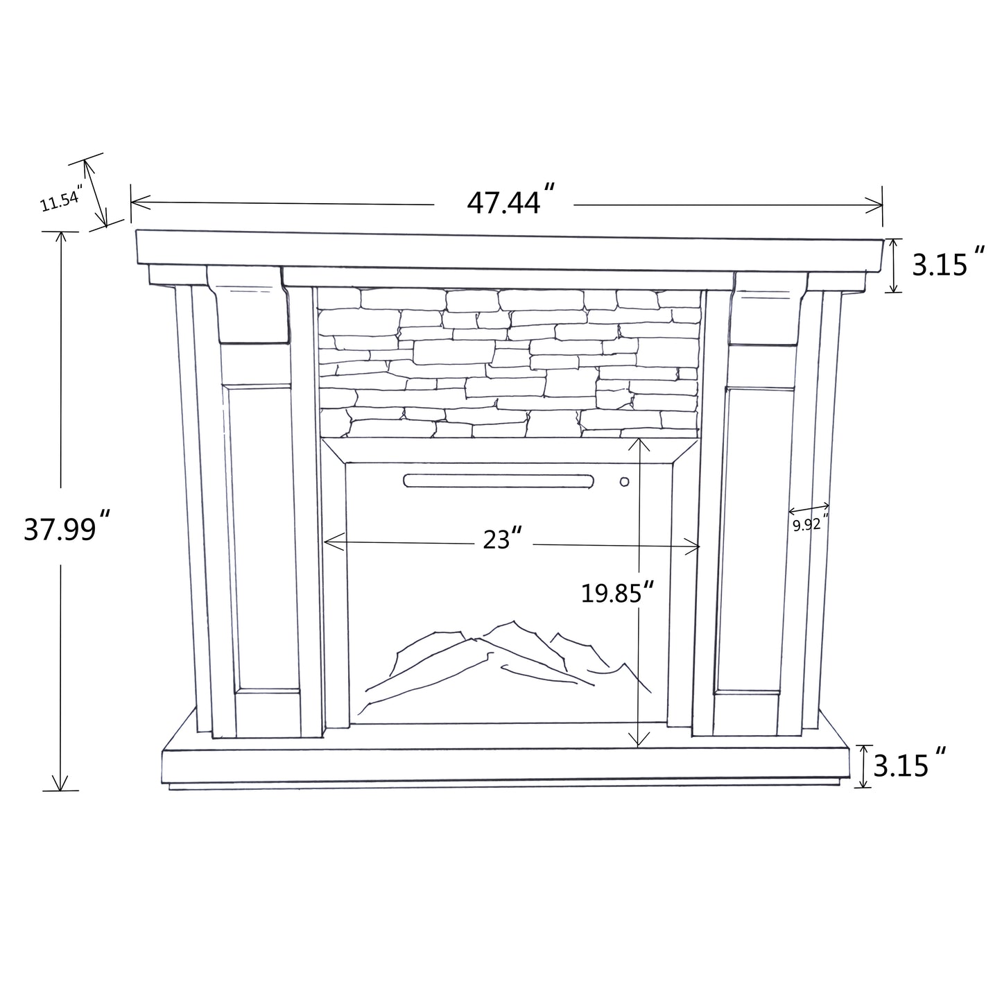 Festivo FFP23612 48" Electric Fireplace Mantel with Faux Brick-White