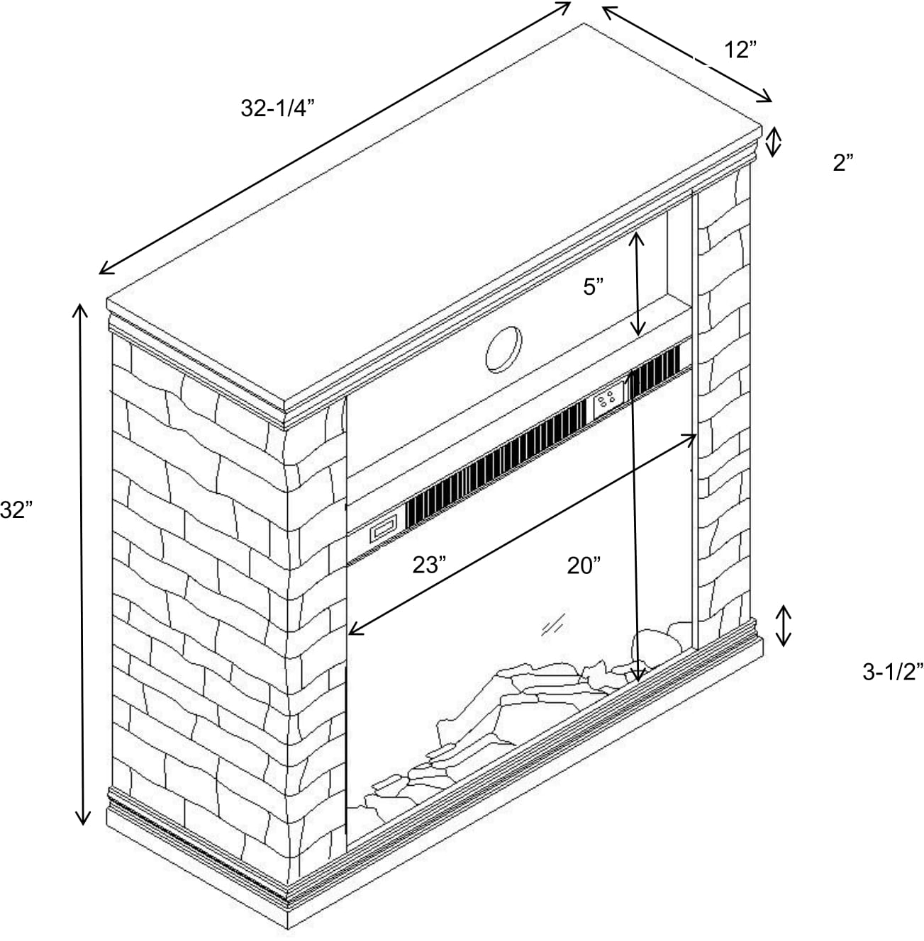 Festivo FFP24120 32" Electric Fireplace Mantel with Faux Brick-Grey