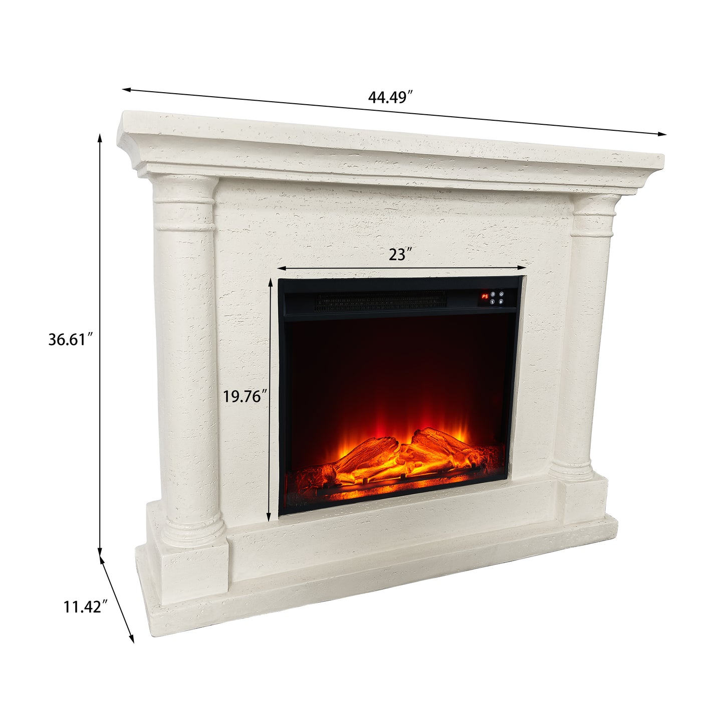 Festivo FFP25111 44.5" Electric Fireplace MGO Mantel with a Natural Stone–Look Finish-Ivory Travertine