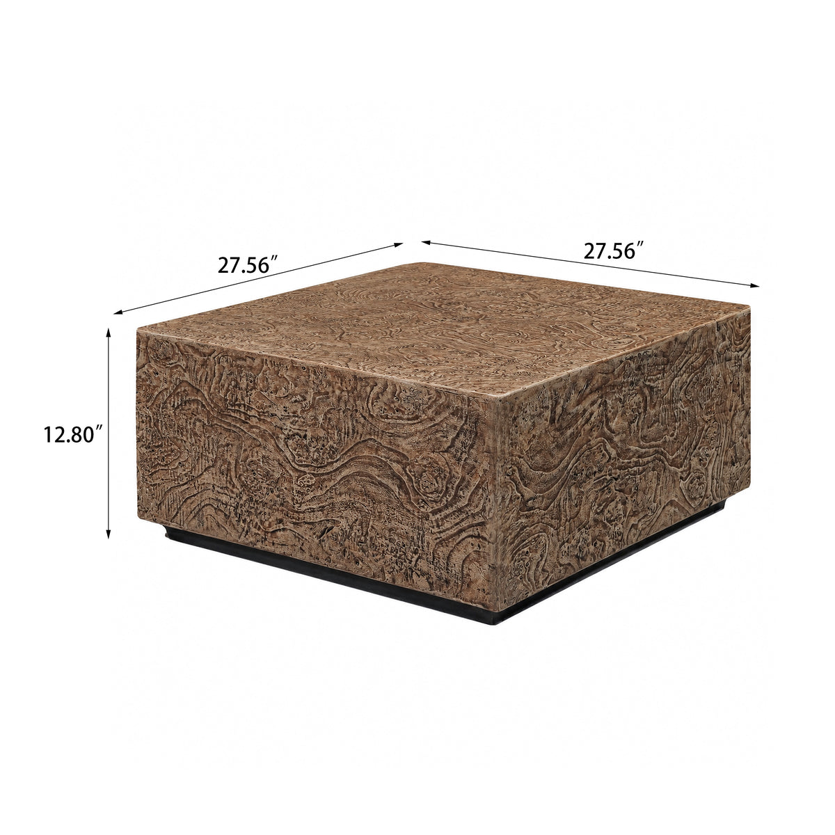 Festivo FCT26222 28" Square MGO Coffee Table with a Natural Stone-Look Finish-Warm Brown Burl