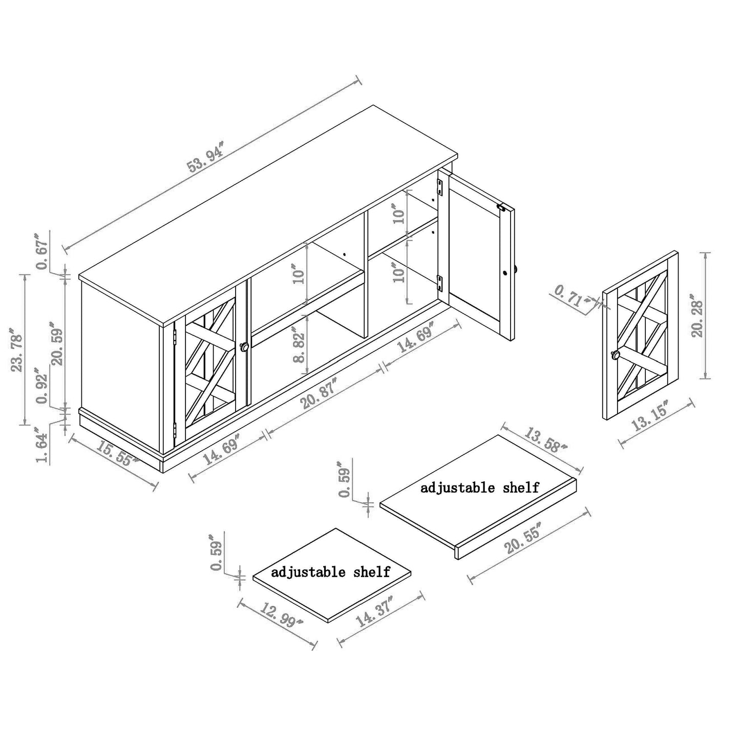 Festivo FTS20401 54" TV Stand-Grey