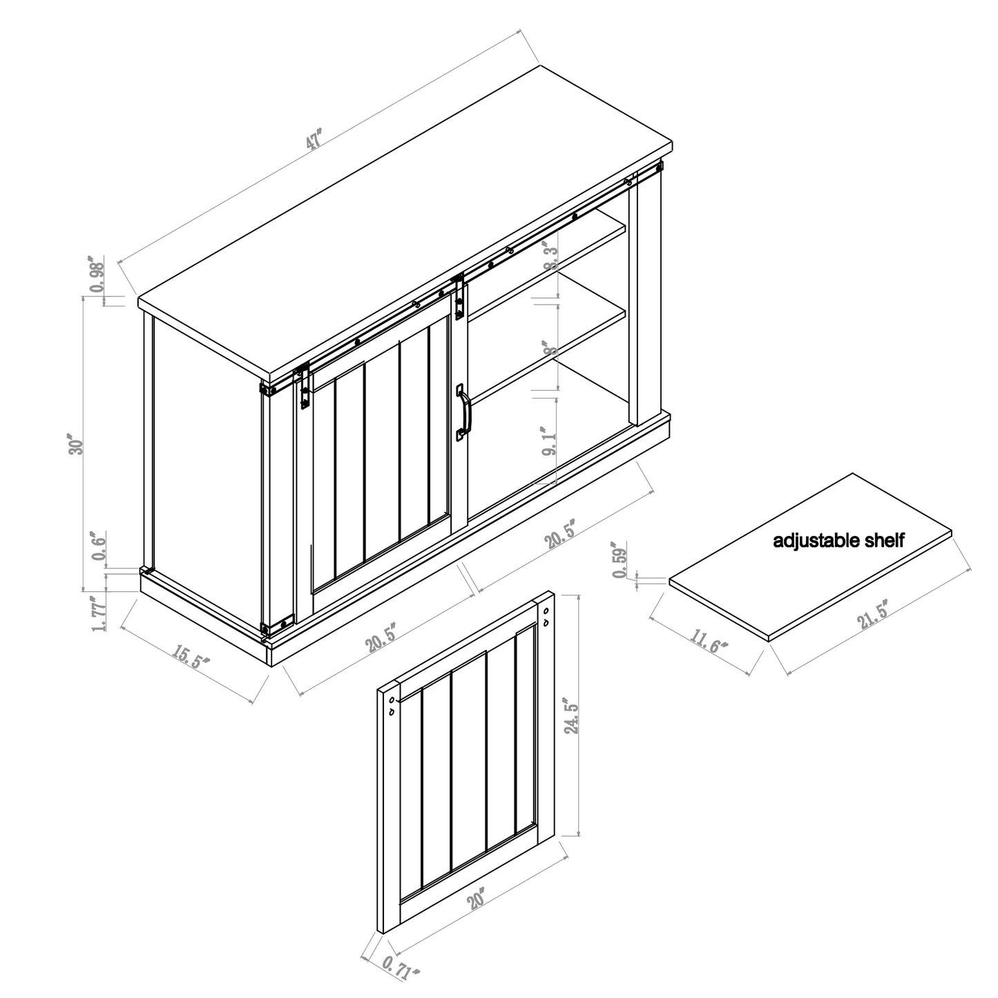 Festivo FTS20821 47" TV Stand-Offwhite