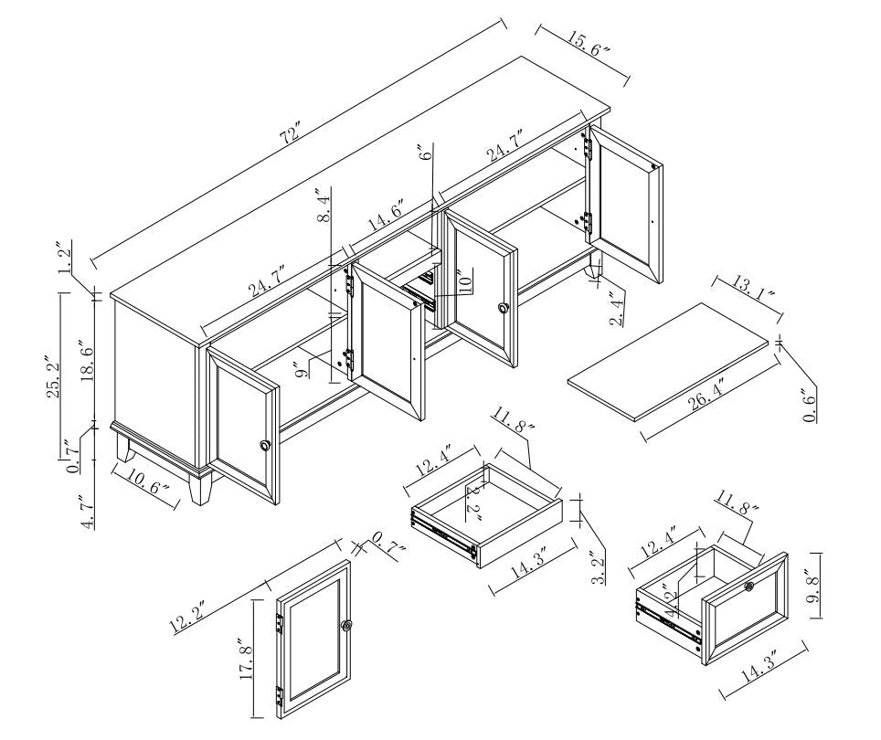Festivo FTS24422 72" TV Stand-Brown