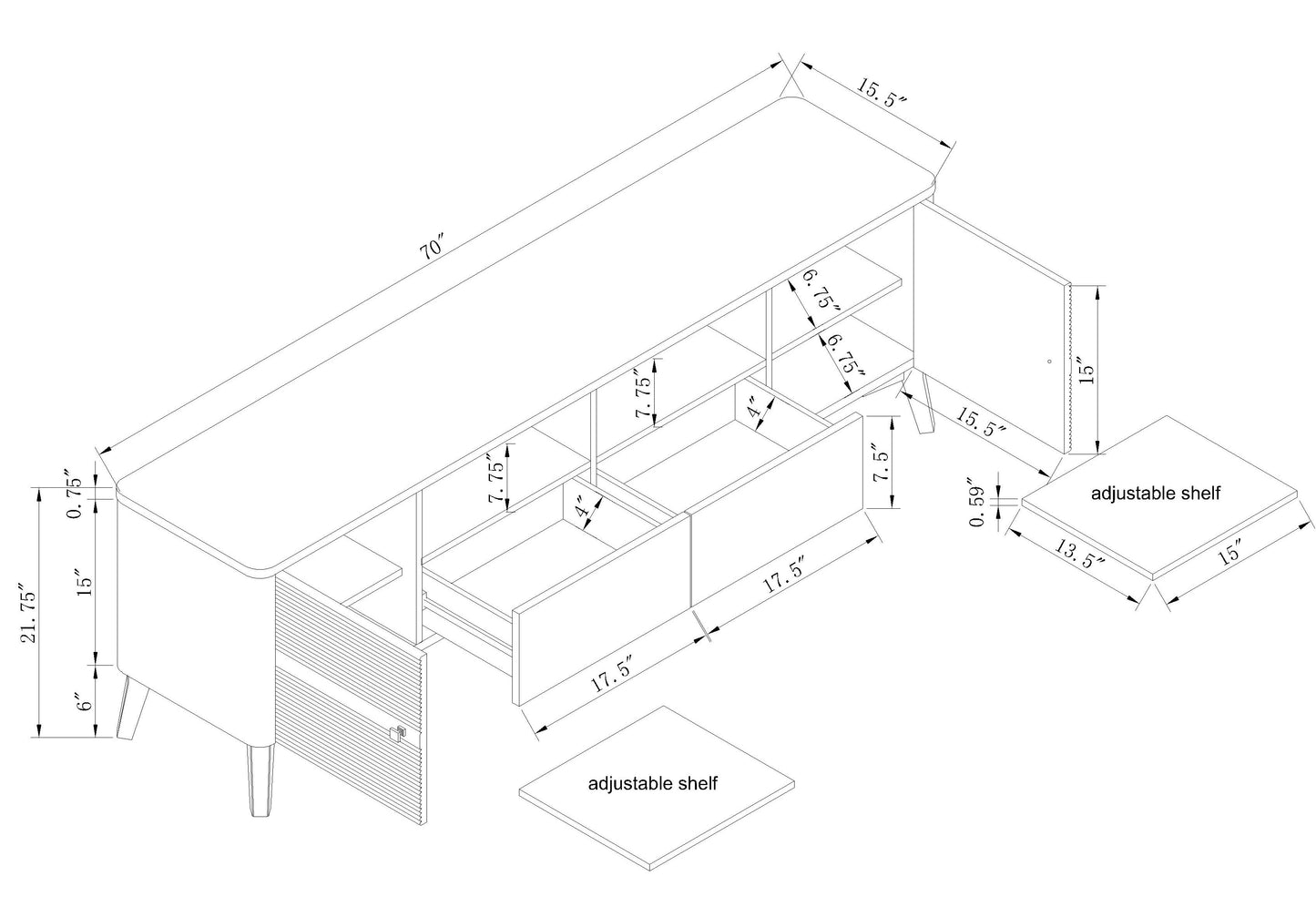 Festivo FTS23550 70" TV Stand-White