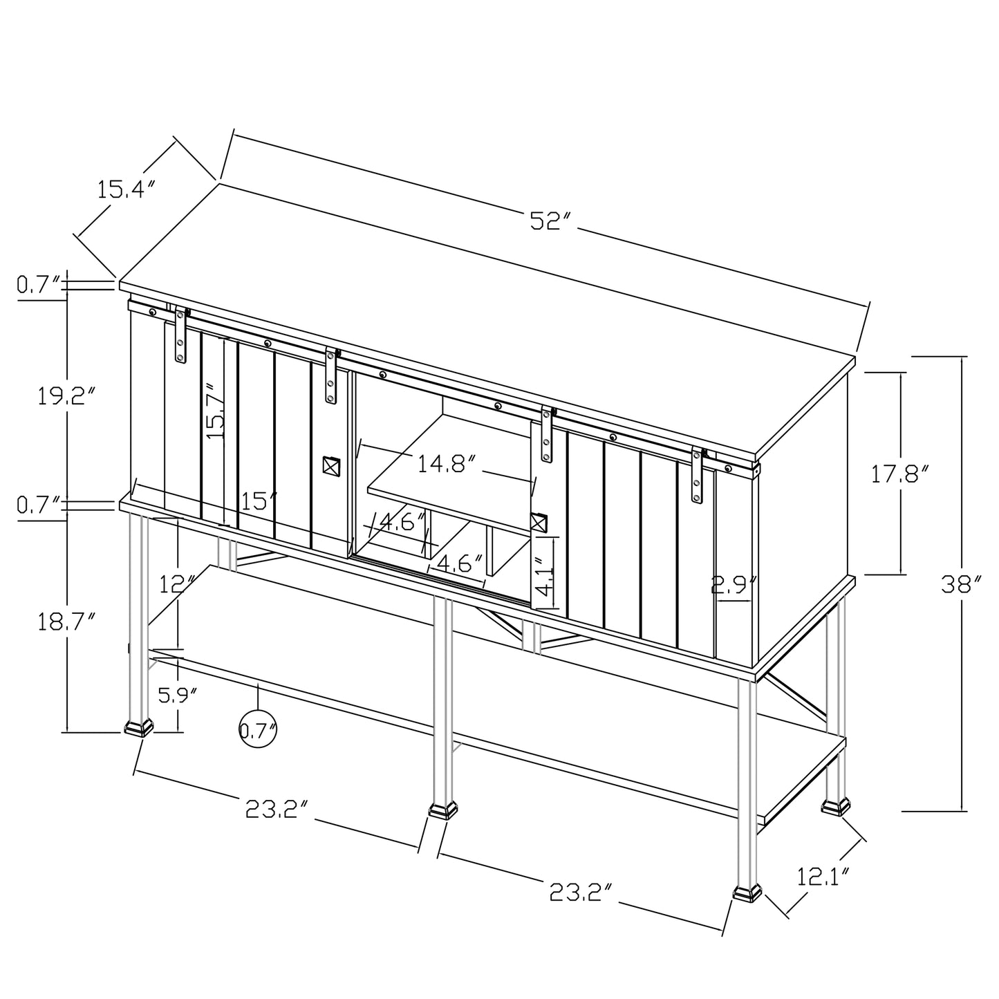 Festivo FWC20153 52" Wine Cabinet-Offwhite