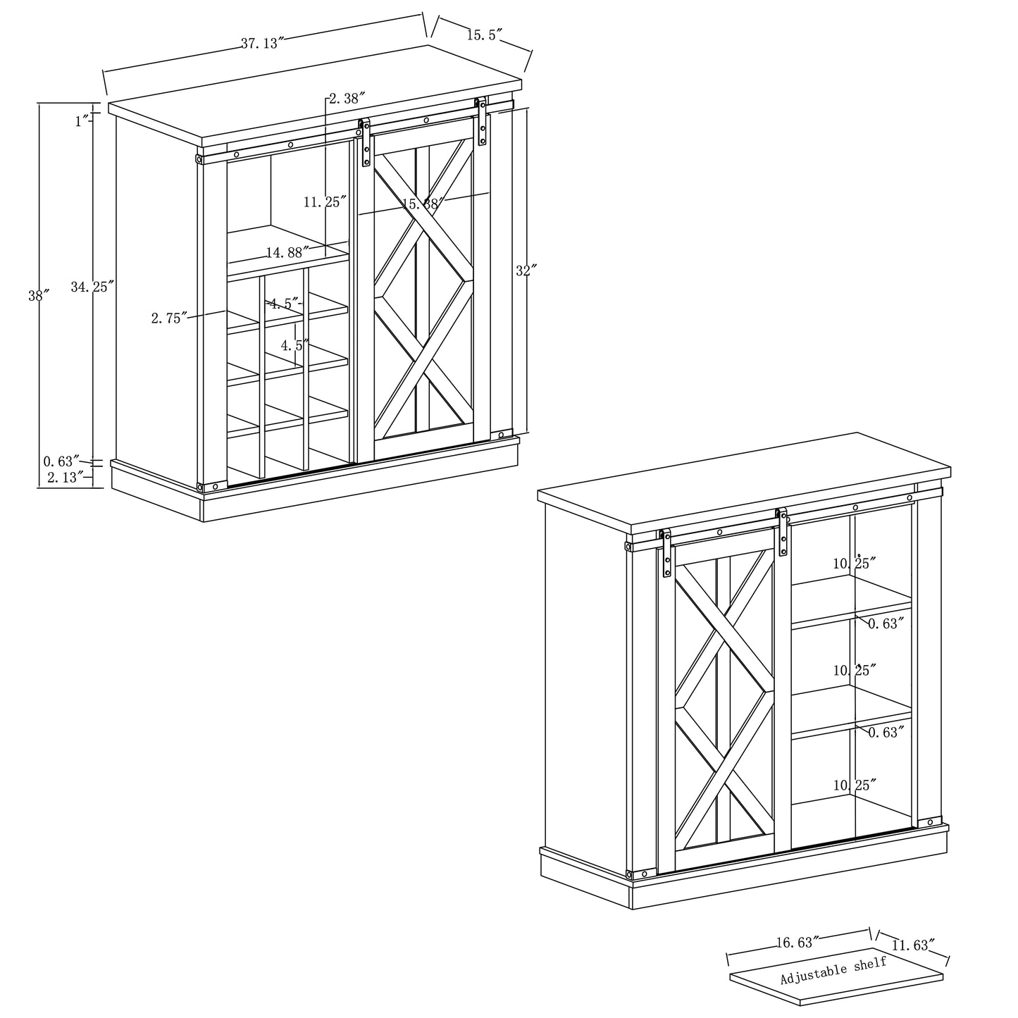 Festivo FWC21192 37" Wine Cabinet-OffWhite