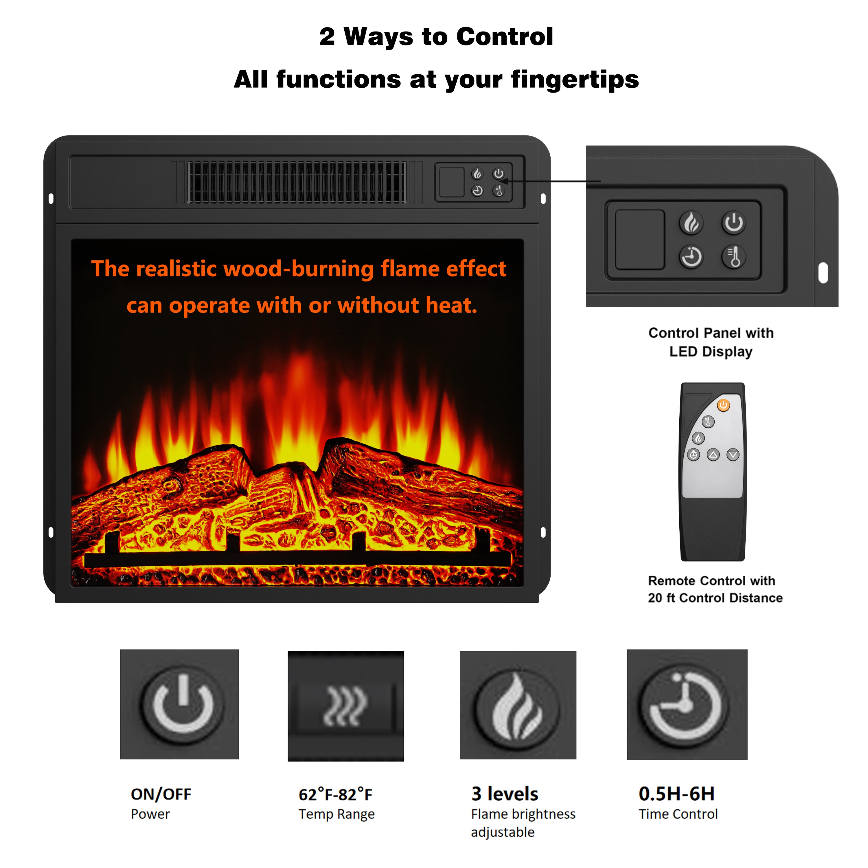 Replacement Electric Fireplace Insert for SX-SF128-23A Size-(23