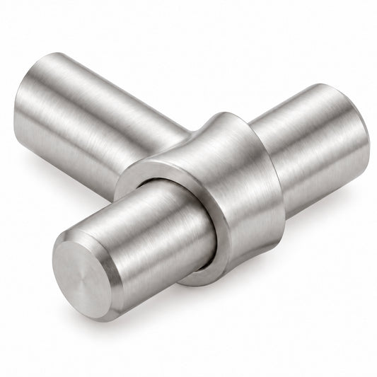 FESTIVO LF4072-BN 1.73" Zinc Alloy Brushed Nickel Cabinet Handles Pulls, Round T-Shape Bar Single Hole 10 Packs