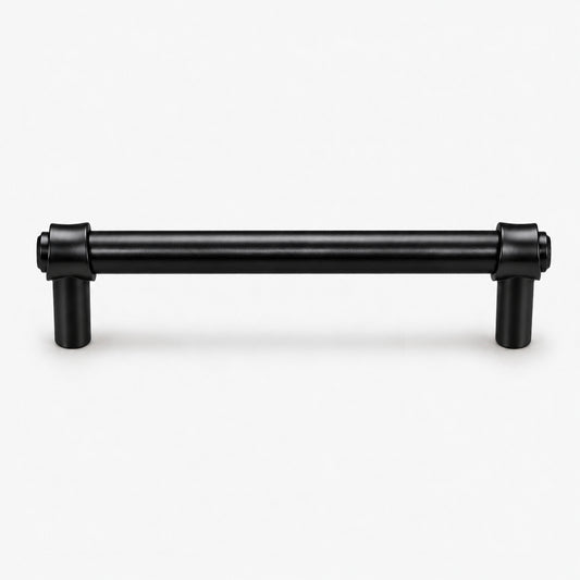 FESTIVO LF8270-128MB 5.75" Zinc Alloy+ss201 Matte Black Cabinet Handles Pulls, Bar-Shape Two-Holes 5 Packs