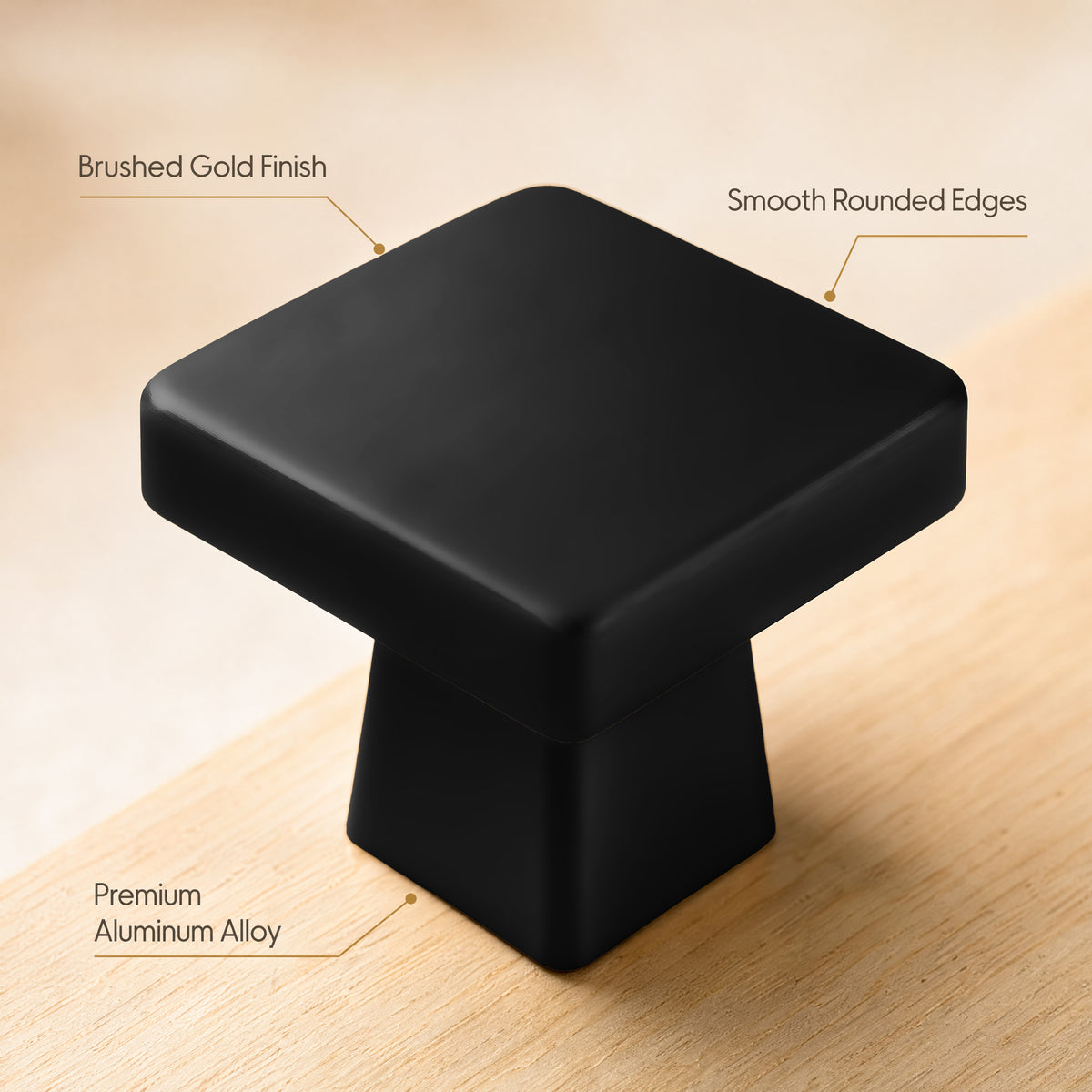 FESTIVO LF4084-MB 1.09" Zinc Alloy Matte Black Cabinet Handles Pulls, Square-Shape 10 Packs