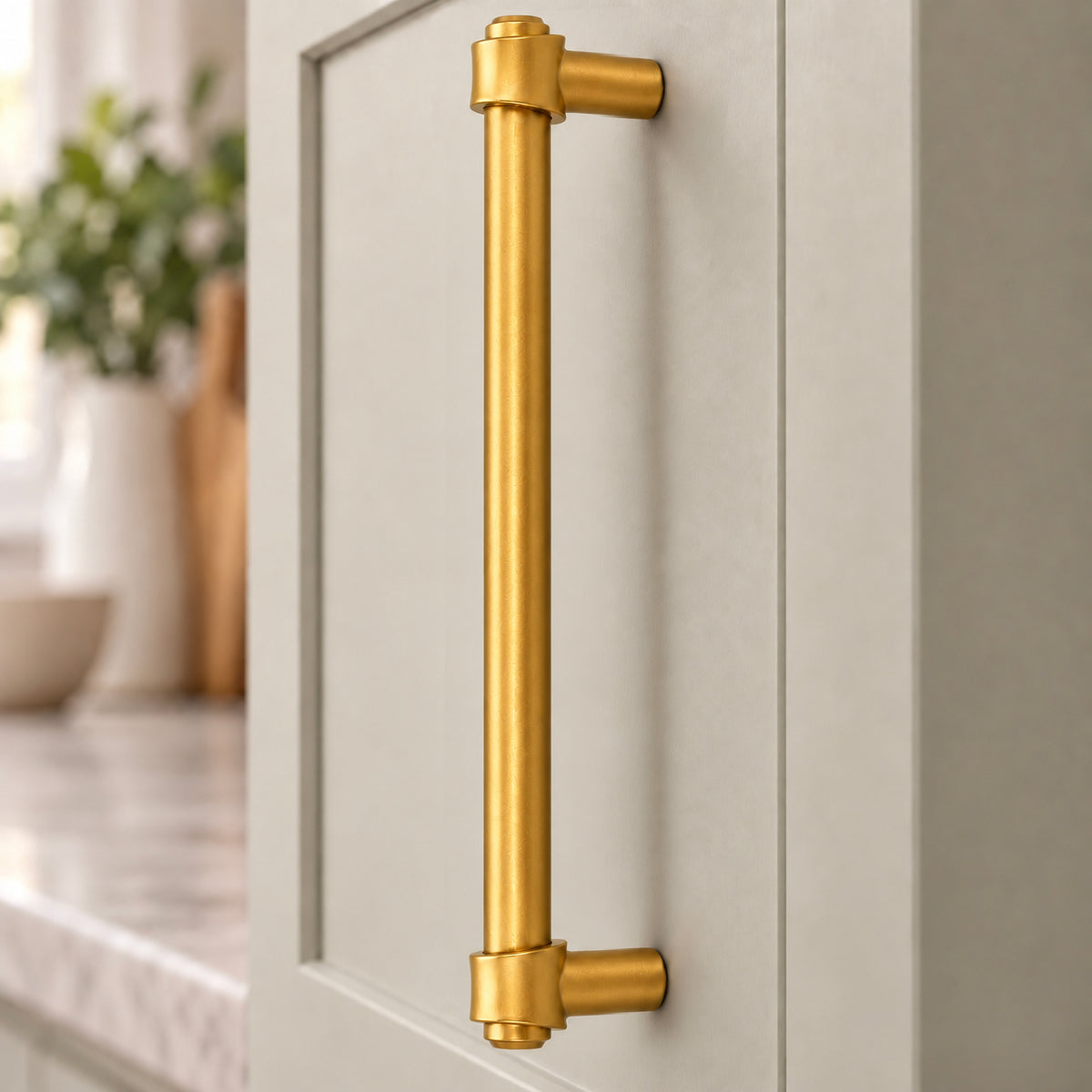 FESTIVO LF8270-160BGB 7.01" Zinc Alloy+ss201 Brushed Gold Brass Cabinet Handles Pulls, Bar-Shape Two-Holes 5 Packs