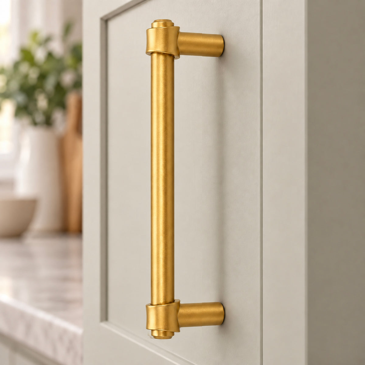 FESTIVO LF8270-128BGB 5.75" Zinc Alloy+ss201 Brushed Gold Brass Cabinet Handles Pulls, Bar-Shape Two-Holes 5 Packs