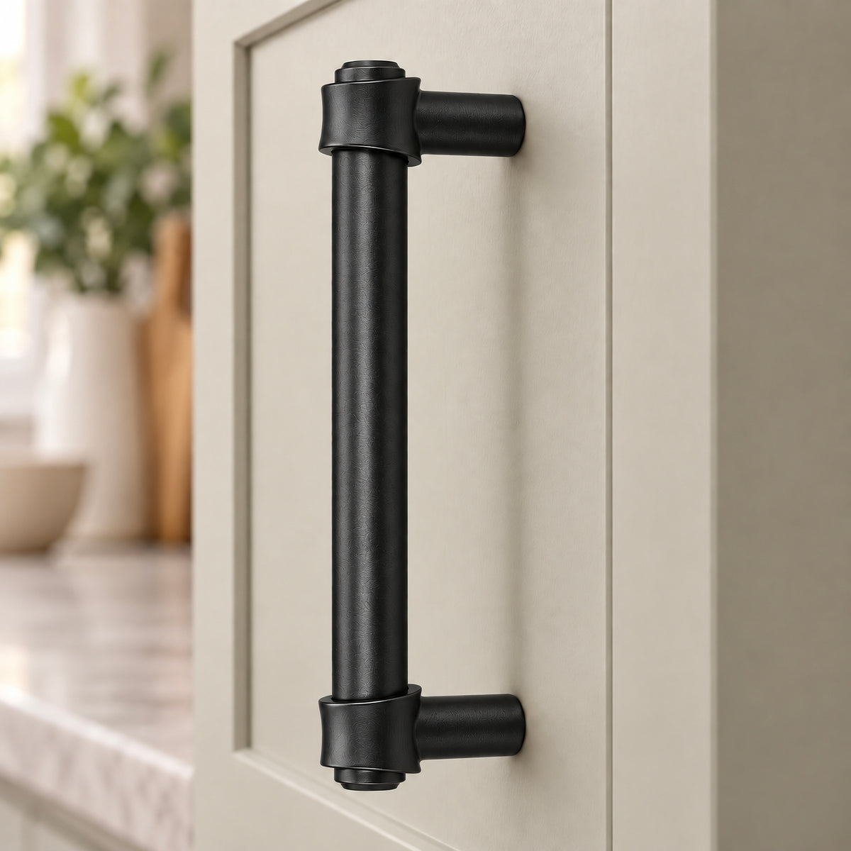 FESTIVO LF8270-96MB 4.49" Zinc Alloy+ss201 Matte Black Cabinet Handles Pulls, Bar-Shape Two-Holes 5 Packs