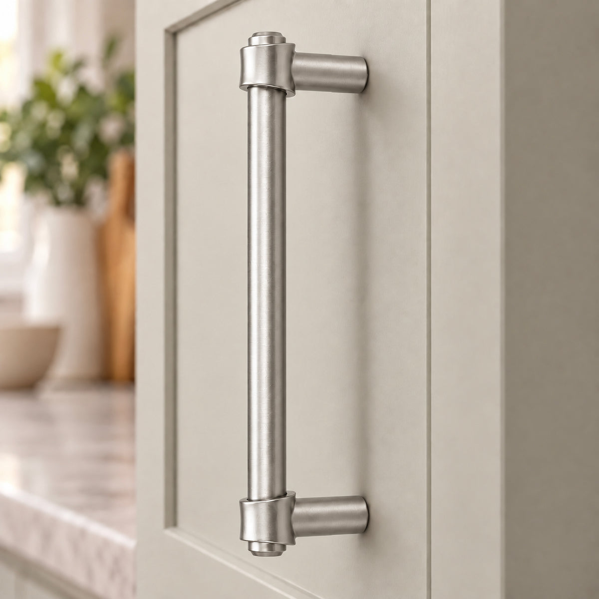 FESTIVO LF8270-128BN 5.75" Zinc Alloy+ss201 Brushed Nickel Cabinet Handles Pulls, Bar-Shape Two-Holes 5 Packs