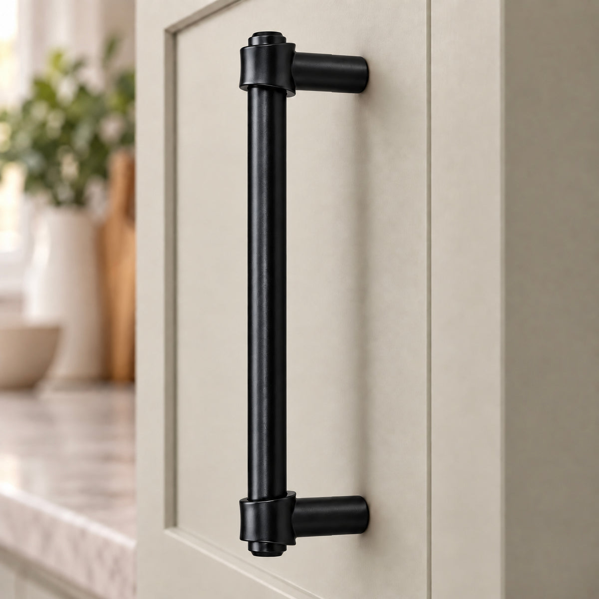 FESTIVO LF8270-128MB 5.75" Zinc Alloy+ss201 Matte Black Cabinet Handles Pulls, Bar-Shape Two-Holes 5 Packs