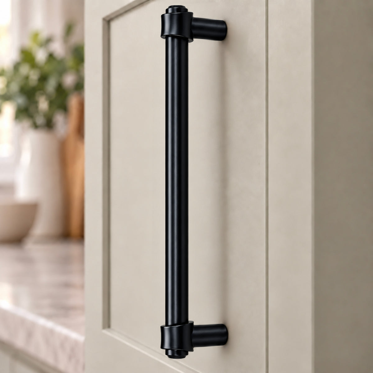 FESTIVO LF8270-160MB 7.01" Zinc Alloy+ss201 Matte Black Cabinet Handles Pulls, Bar-Shape Two-Holes 5 Packs