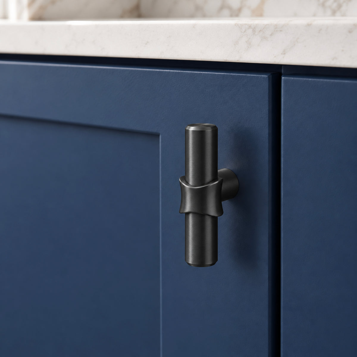 FESTIVO LF4072-MB 1.73" Zinc Alloy Matte Black Cabinet Handles Pulls, Round T-Shape Bar Single Hole 10 Packs