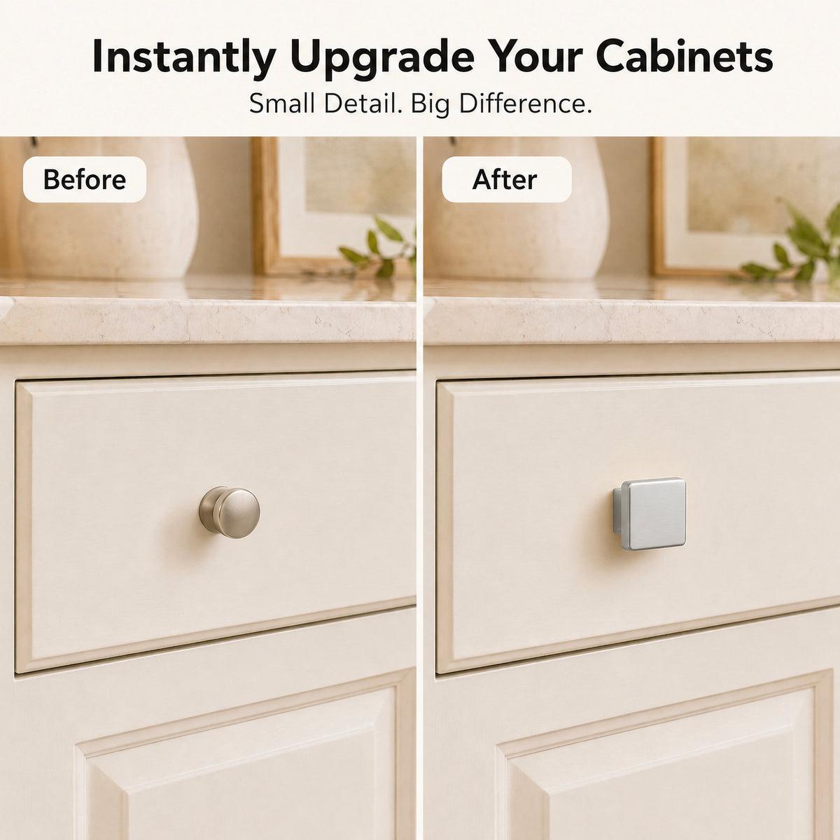 FESTIVO LF4084-BN 1.09" Zinc Alloy Brushed Nickel Cabinet Handles Pulls, Square-Shape 10 Packs