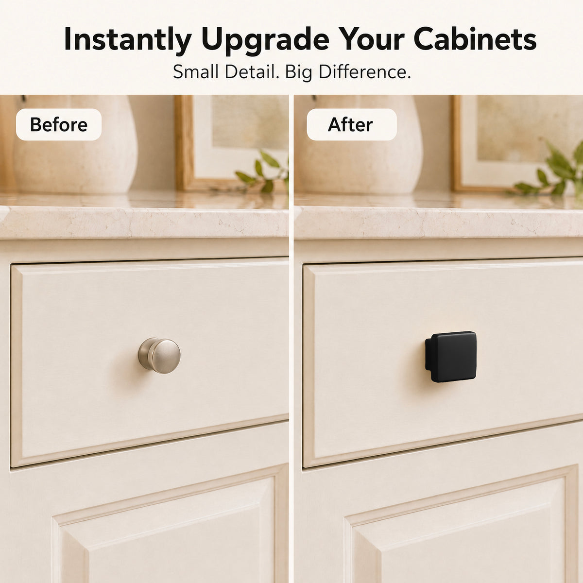 FESTIVO LF4084-MB 1.09" Zinc Alloy Matte Black Cabinet Handles Pulls, Square-Shape 10 Packs