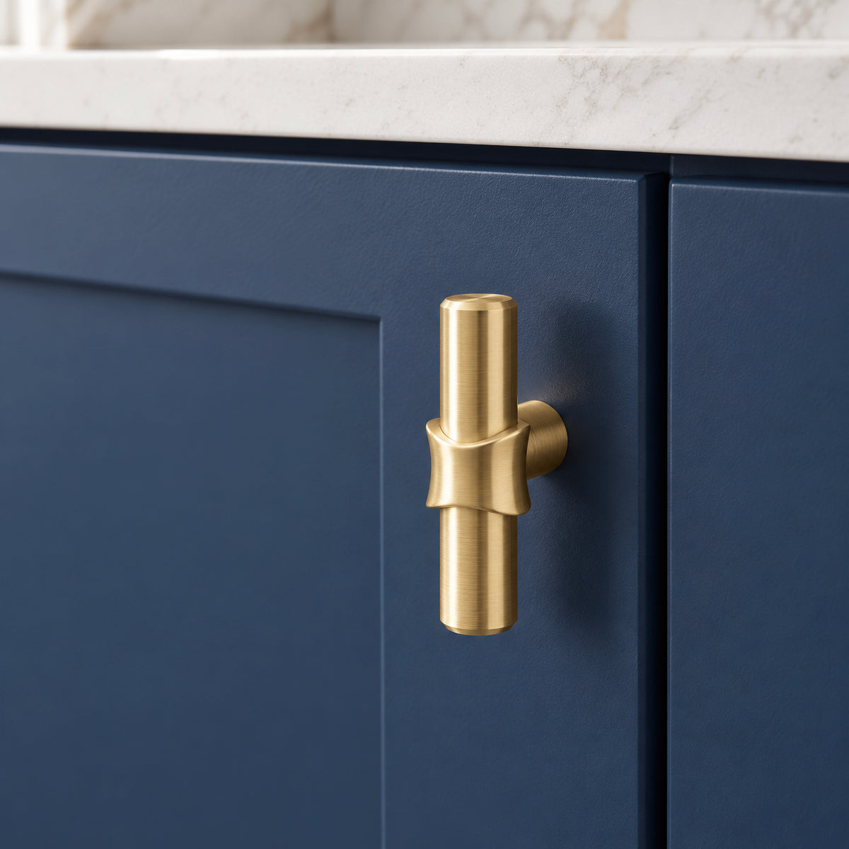 FESTIVO LF4072-BGB 1.73" Zinc Alloy Brushed Gold Brass Cabinet Handles Pulls, Round T-Shape Bar Single Hole 10 Packs