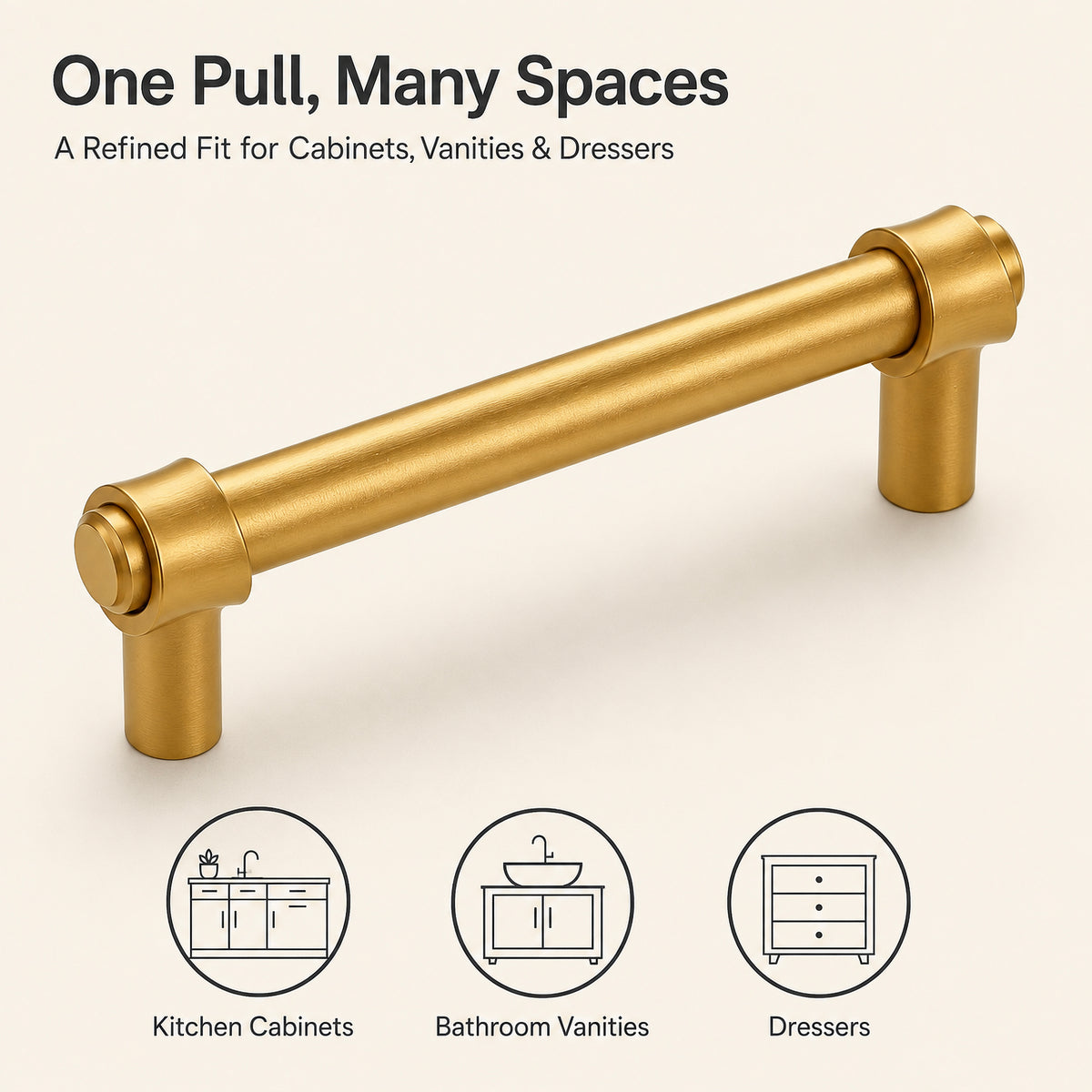FESTIVO LF8270-96BGB 4.49" Zinc Alloy+ss201 Gold Brass Cabinet Handles Pulls, Bar-Shape Two-Holes 5 Packs