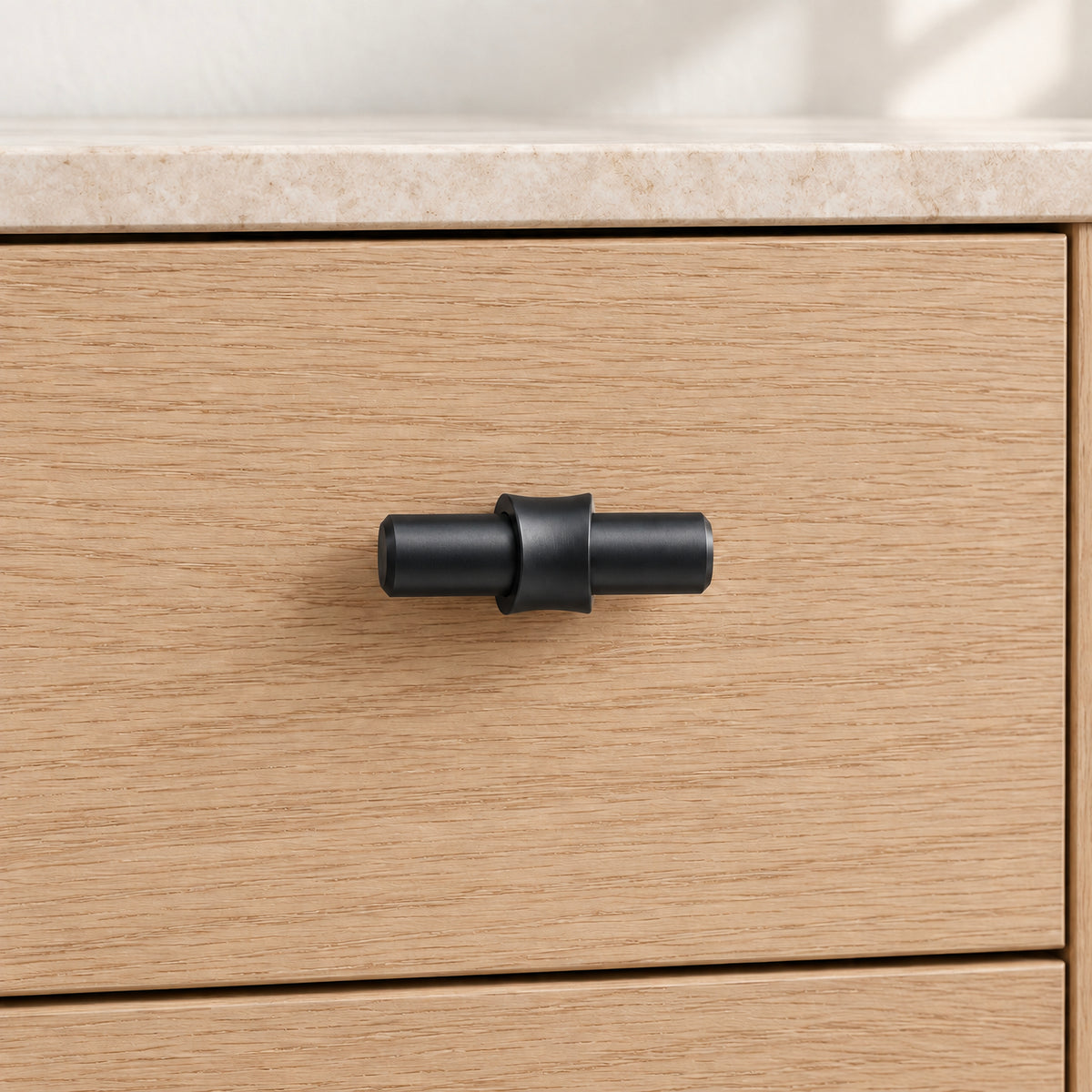 FESTIVO LF4072-MB 1.73" Zinc Alloy Matte Black Cabinet Handles Pulls, Round T-Shape Bar Single Hole 10 Packs