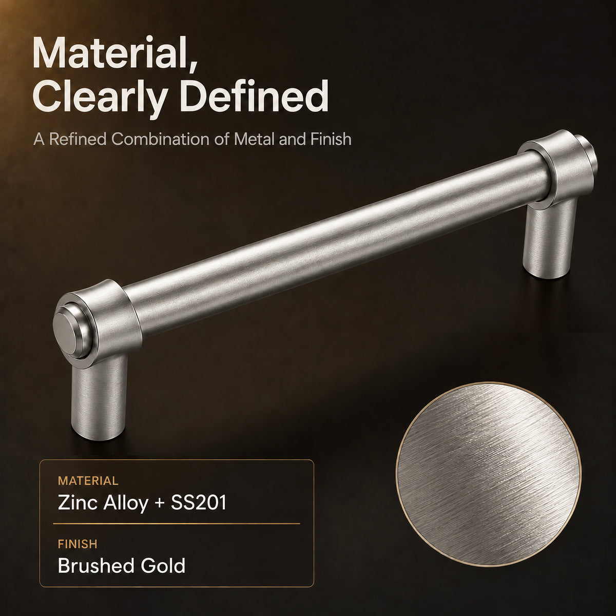 FESTIVO LF8270-128BN 5.75" Zinc Alloy+ss201 Brushed Nickel Cabinet Handles Pulls, Bar-Shape Two-Holes 5 Packs