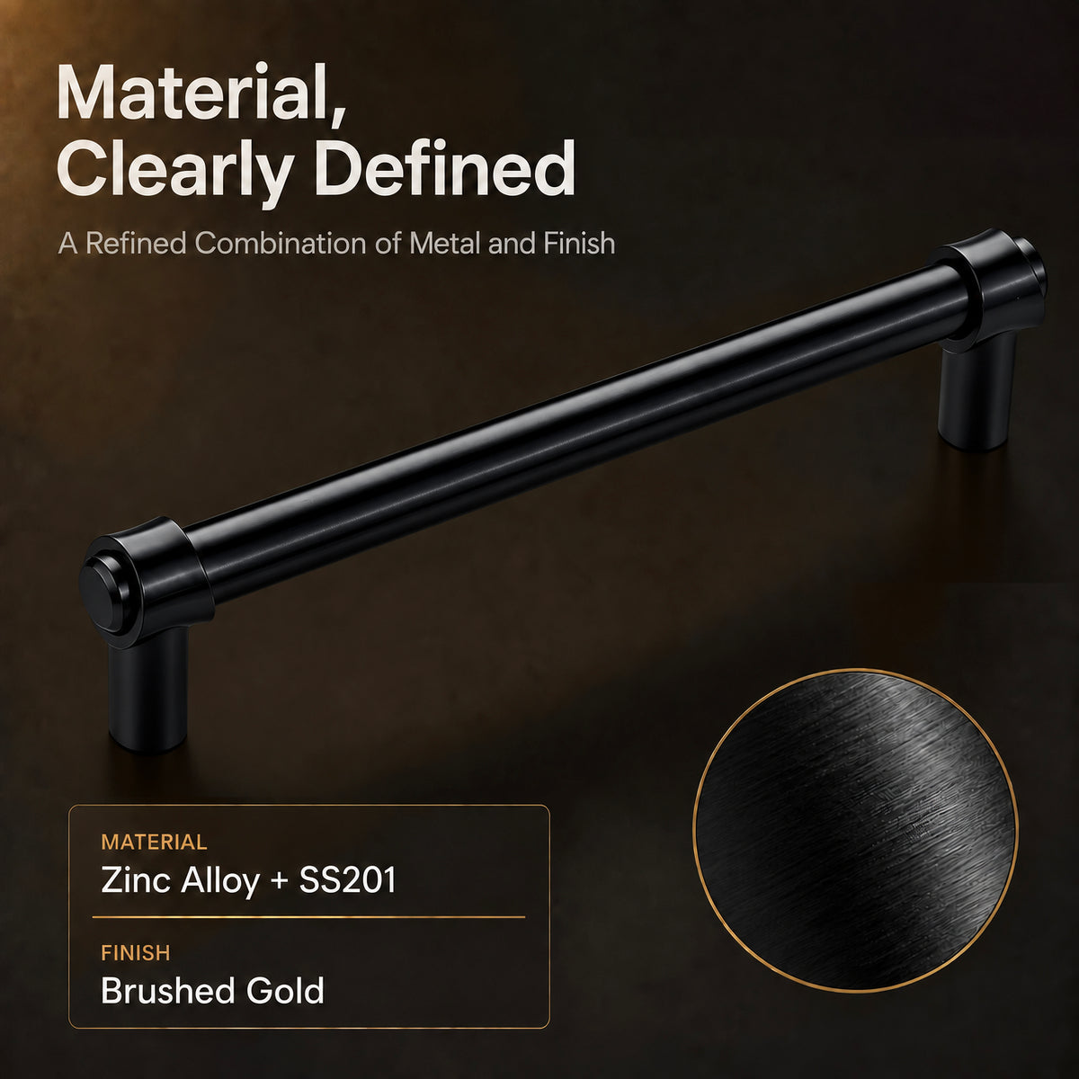 FESTIVO LF8270-160MB 7.01" Zinc Alloy+ss201 Matte Black Cabinet Handles Pulls, Bar-Shape Two-Holes 5 Packs