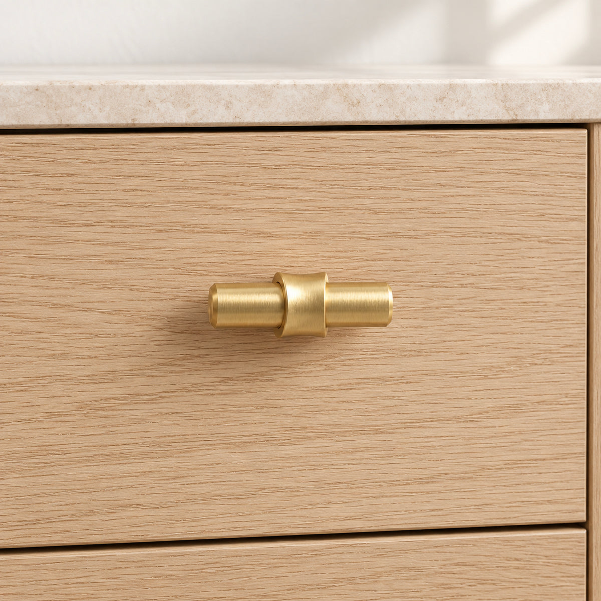 FESTIVO LF4072-BGB 1.73" Zinc Alloy Brushed Gold Brass Cabinet Handles Pulls, Round T-Shape Bar Single Hole 10 Packs