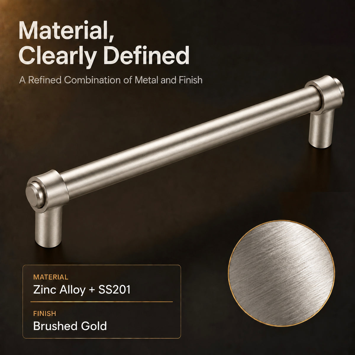 FESTIVO LF8270-160BN 7.01" Zinc Alloy+ss201 Brushed Nickel Cabinet Handles Pulls, Bar-Shape Two-Holes 5 Packs