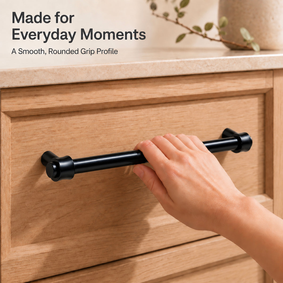 FESTIVO LF8270-160MB 7.01" Zinc Alloy+ss201 Matte Black Cabinet Handles Pulls, Bar-Shape Two-Holes 5 Packs