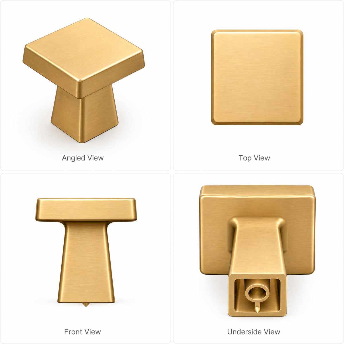 FESTIVO LF4084-BGB 1.09" Zinc Alloy Brushed Gold Brass Cabinet Handles Pulls, Square-Shape 10 Packs