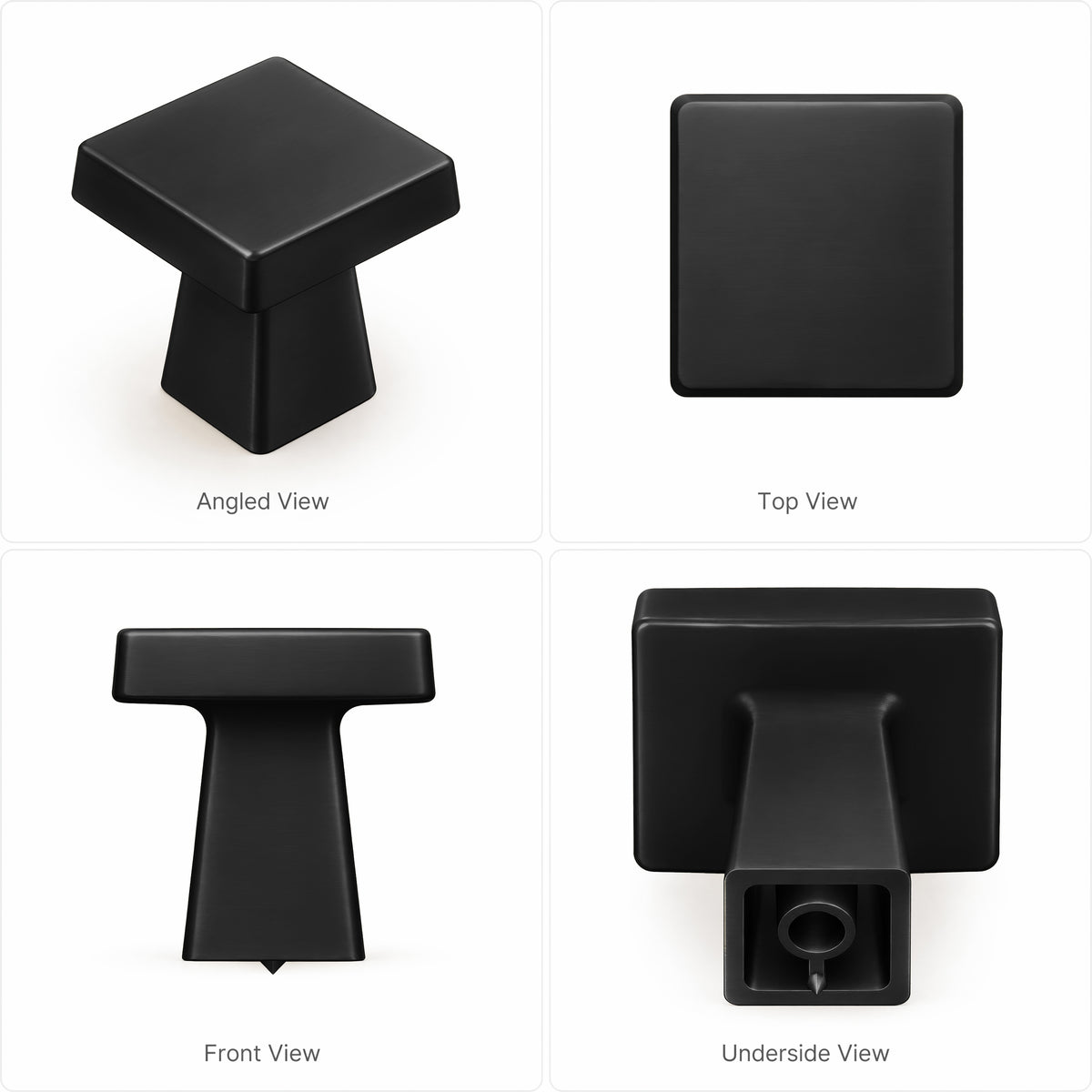 FESTIVO LF4084-MB 1.09" Zinc Alloy Matte Black Cabinet Handles Pulls, Square-Shape 10 Packs