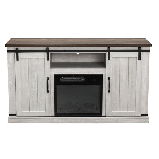 FestivoFFP20271 54" TV Stand with 18" Electric Fireplace & 2 Barn Door-White