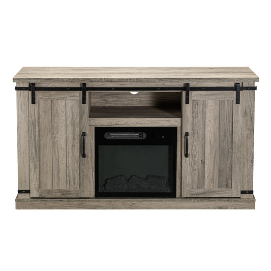 Festivo FFP20272 54" TV Stand with 18" Electric Fireplace & 2 Barn Door-Grey