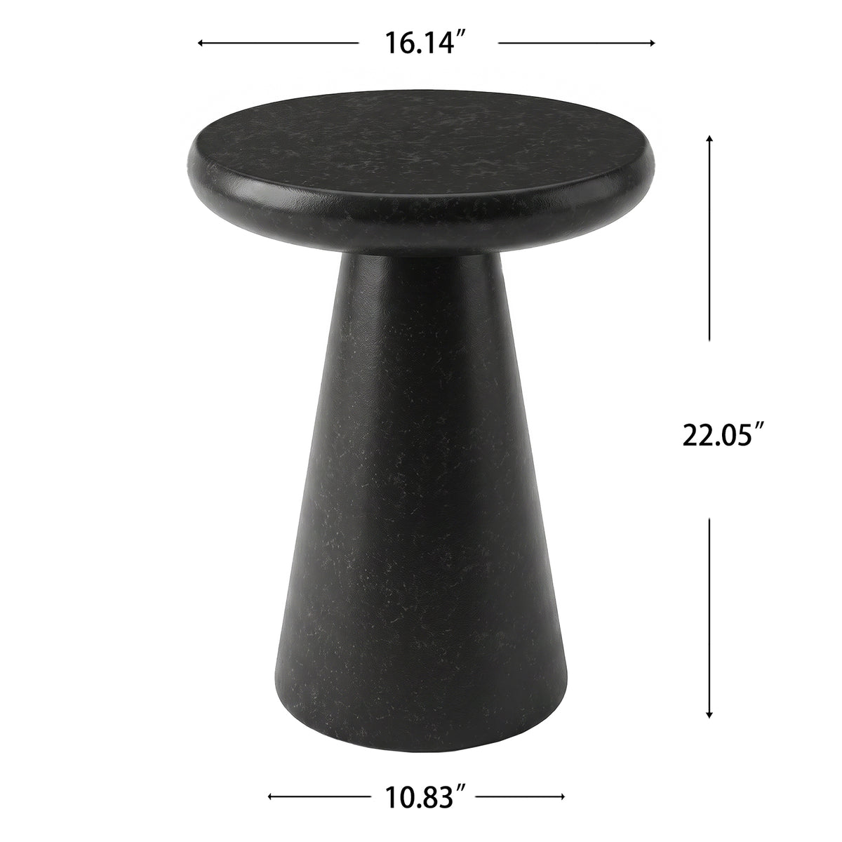 Festivo FST26161 16.14" Round Pedestal MGO Side/End Table with a Natural Stone-Look Finish-Gloss Ceramic Black