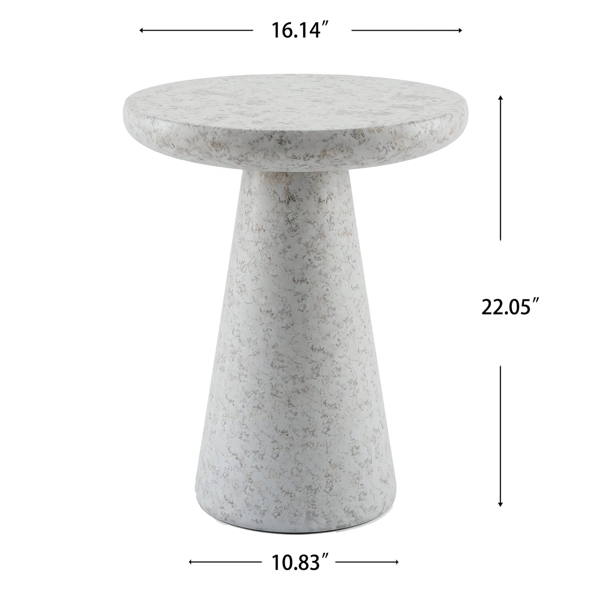 Festivo FST26162 16.14" Round Pedestal MGO Side/End Table with a Natural Stone-Look Finish-Cloud Ceramic White