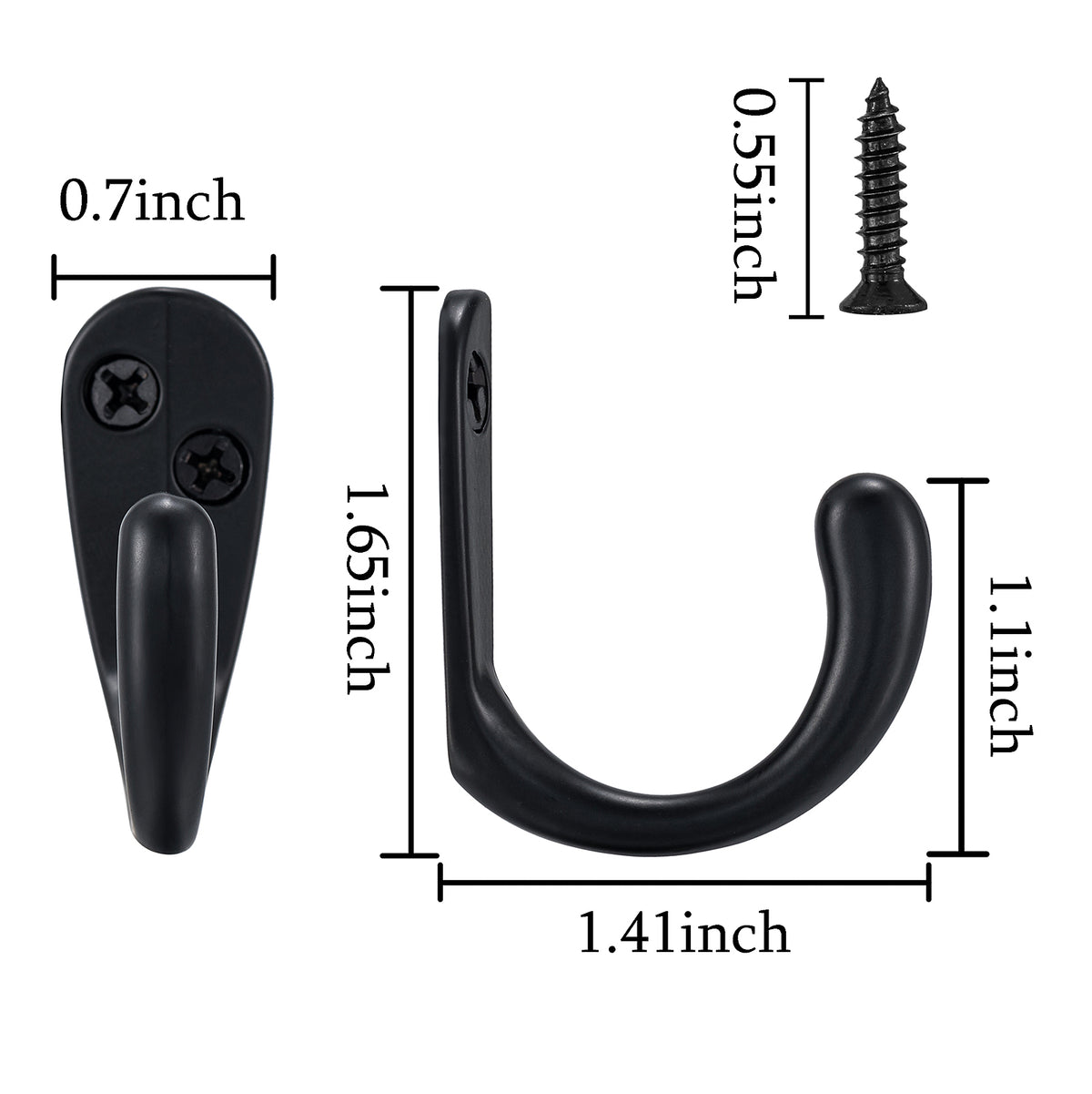 LF6004MB-Matte Black 5 Pack Premium Aluminum Alloy Coat Dual Hooks