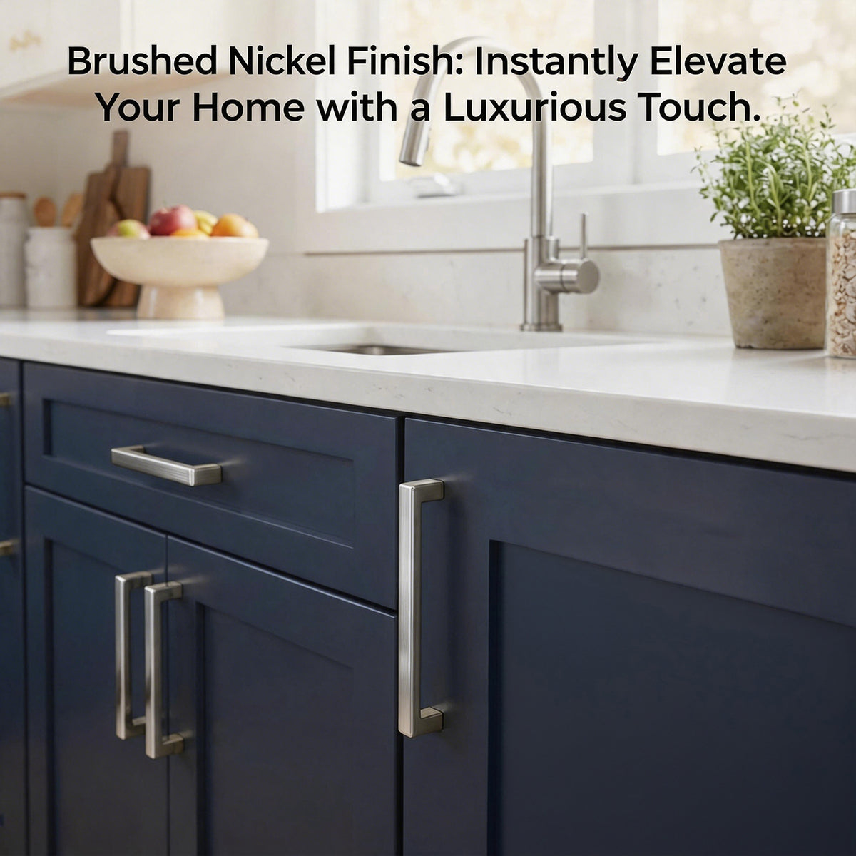 FESTIVO LF8245-96BN 4.2" Zinc Alloy Brushed Nickel Cabinet Handles Pulls, Bar-Shape Two-Holes 5 Packs