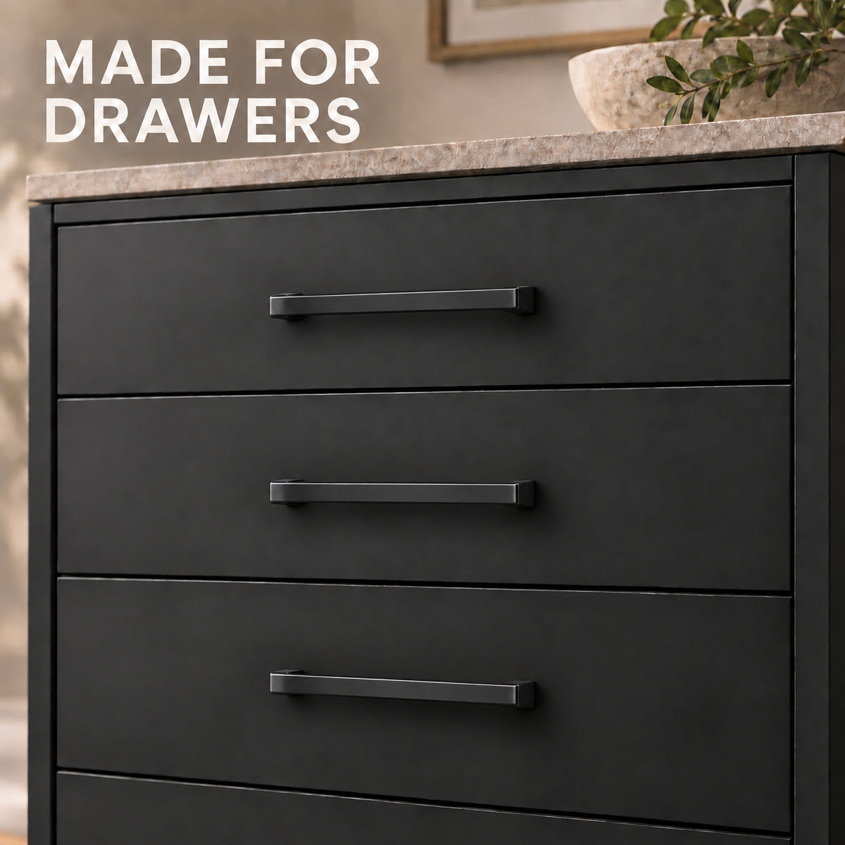 FESTIVO LF8278-160MB 7.24" Zinc Alloy Matte Black Cabinet Handles Pulls, Bar-Shape Two-Holes 5 Packs