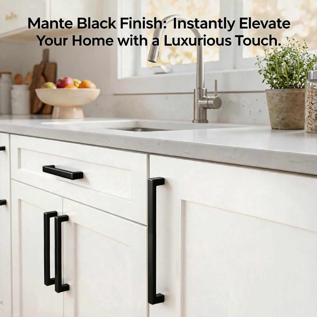 FESTIVO LF8245-160MB 6.7" Zinc Alloy Matte Black Cabinet Handles Pulls, Bar-Shape Two-Holes 5 Packs