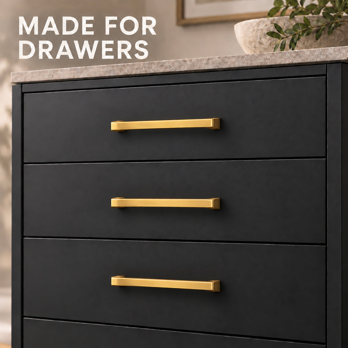 FESTIVO LF8278-160BGB 7.24" Zinc Alloy Brushed Gold Brass Cabinet Handles Pulls, Bar-Shape Two-Holes 5 Packs