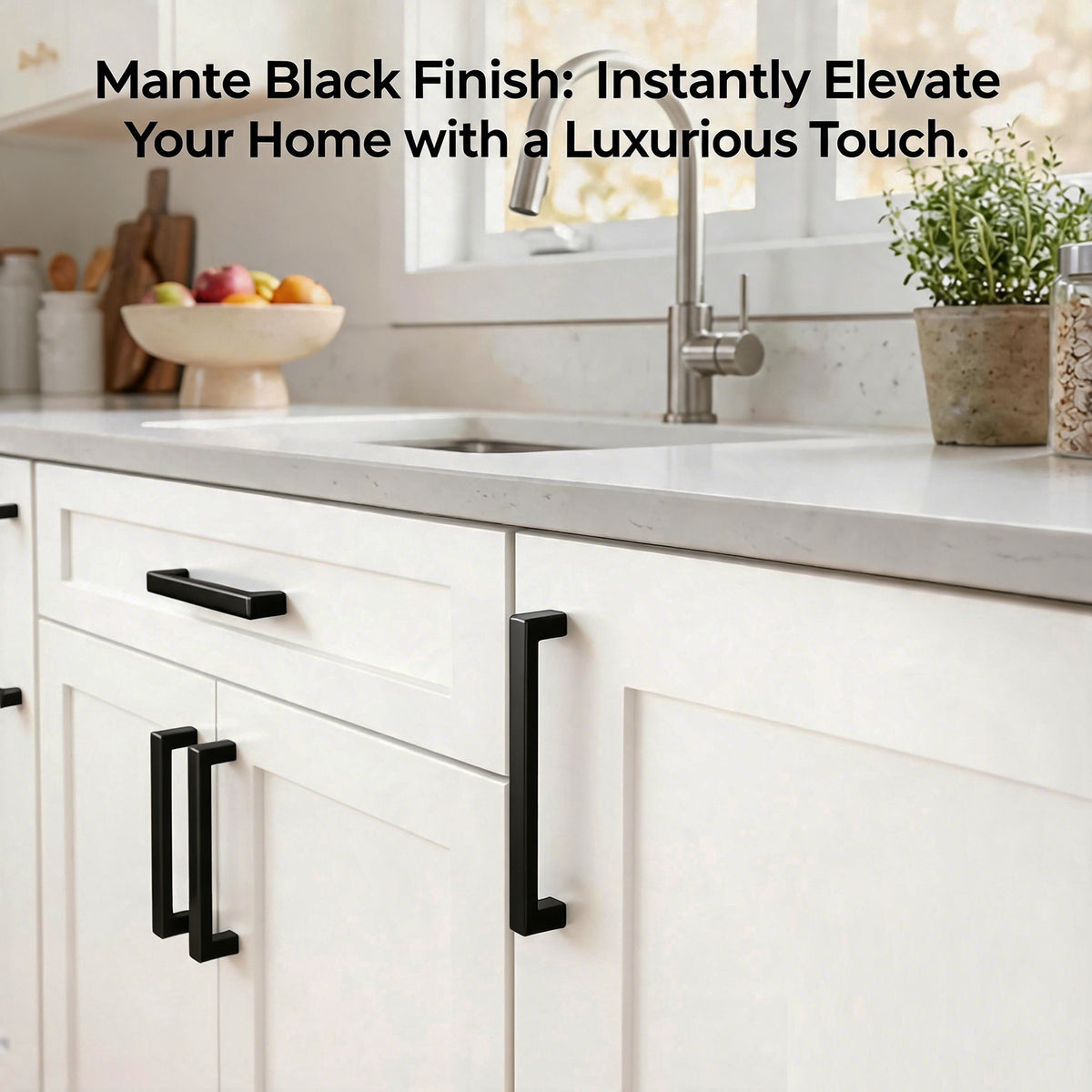 FESTIVO LF8245-96MB 4.2" Zinc Alloy Matte Black Cabinet Handles Pulls, Bar-Shape Two-Holes 5 Packs