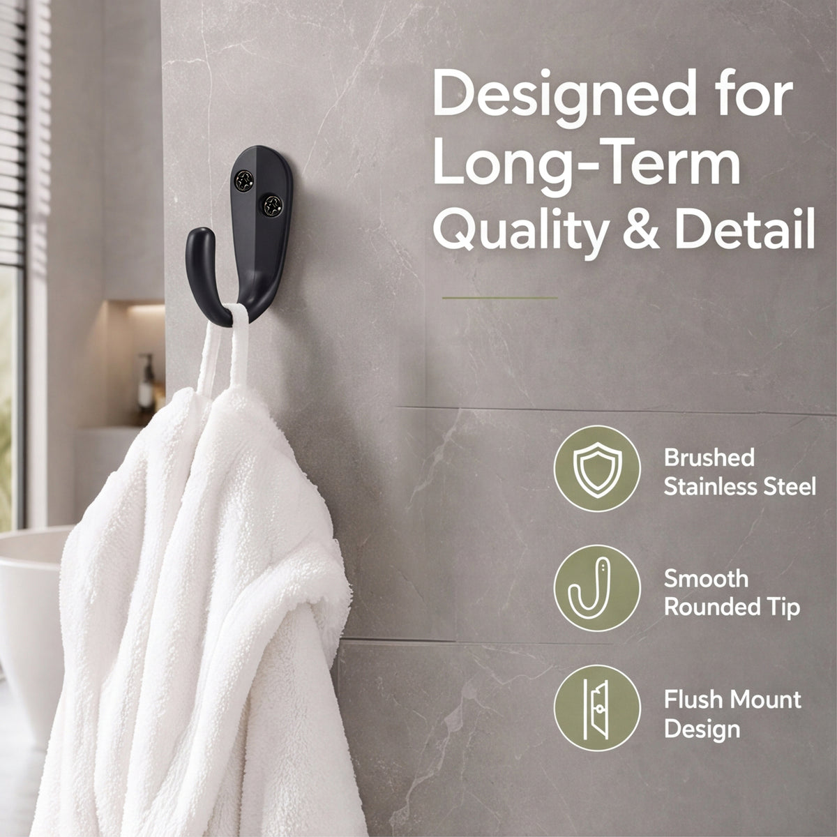 LF6004MB-Matte Black 5 Pack Premium Aluminum Alloy Coat Dual Hooks