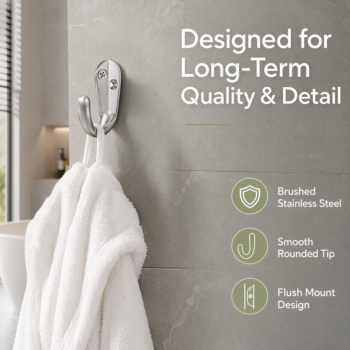 LF6004BN-Brushed Nickel 5 Pack Premium Aluminum Alloy Coat Dual Hooks