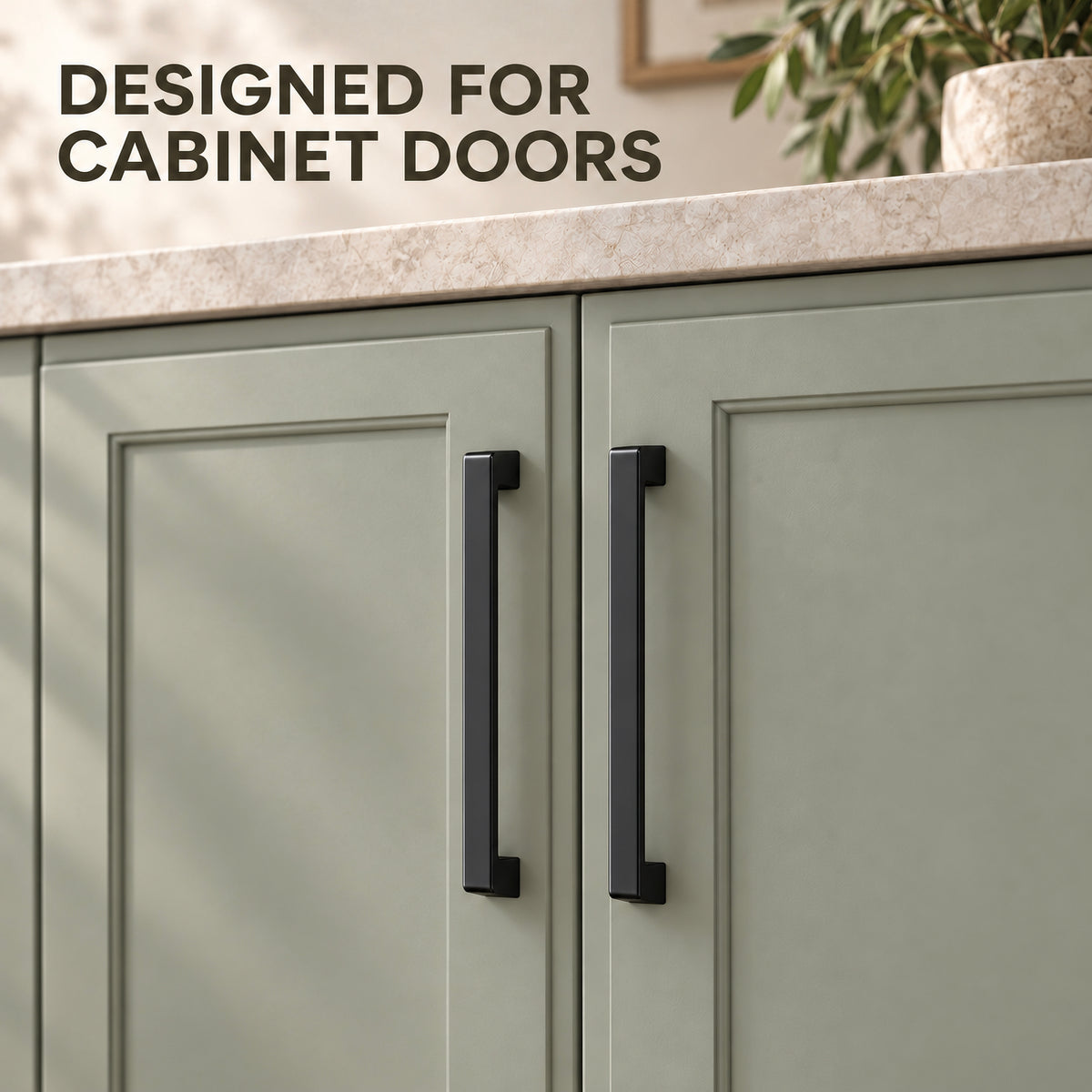 FESTIVO LF8278-160MB 7.24" Zinc Alloy Matte Black Cabinet Handles Pulls, Bar-Shape Two-Holes 5 Packs